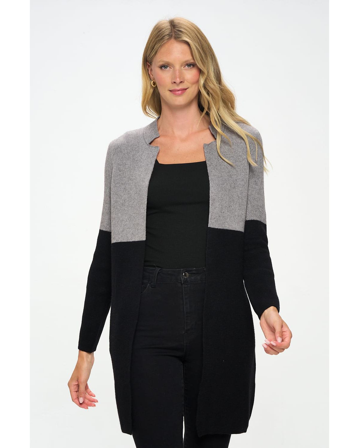 COLOR BLOCK SWEATER COAT