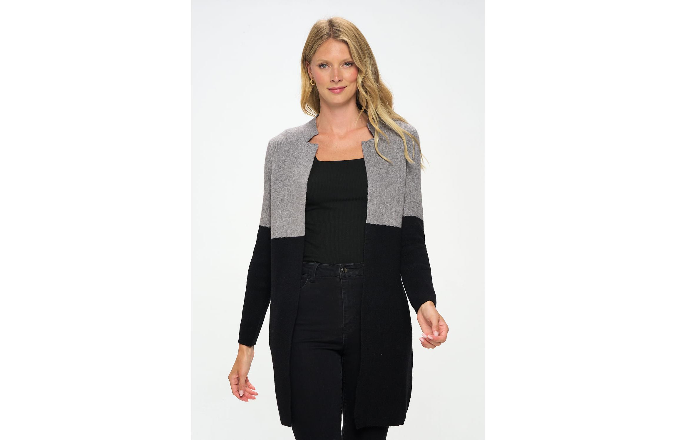 COLOR BLOCK SWEATER COAT
