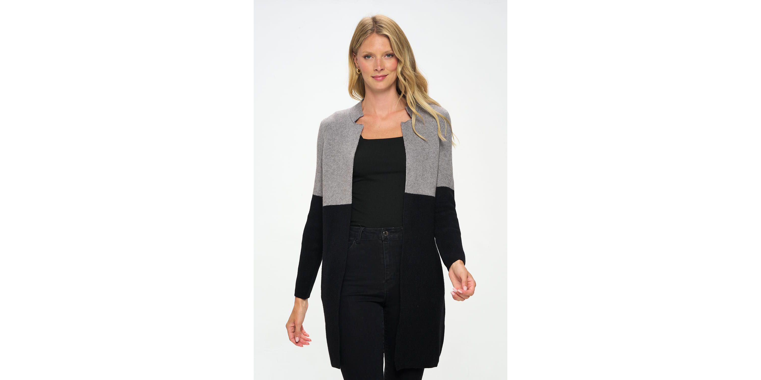 COLOR BLOCK SWEATER COAT
