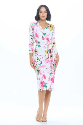 PRINT JERSEY WRAP DRESS