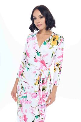 PRINT JERSEY WRAP DRESS