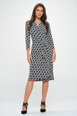 GEO PRINT WRAP DRESS