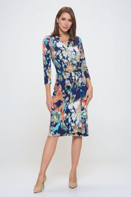 ABSTRACT JERSEY WRAP DRESS