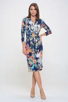 ABSTRACT JERSEY WRAP DRESS