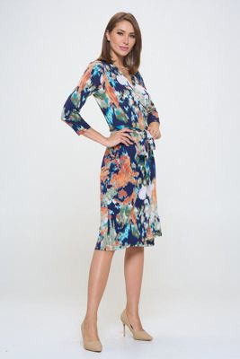 ABSTRACT JERSEY WRAP DRESS