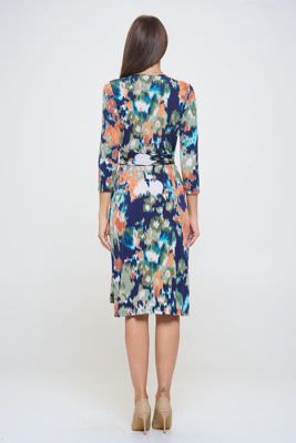 ABSTRACT JERSEY WRAP DRESS