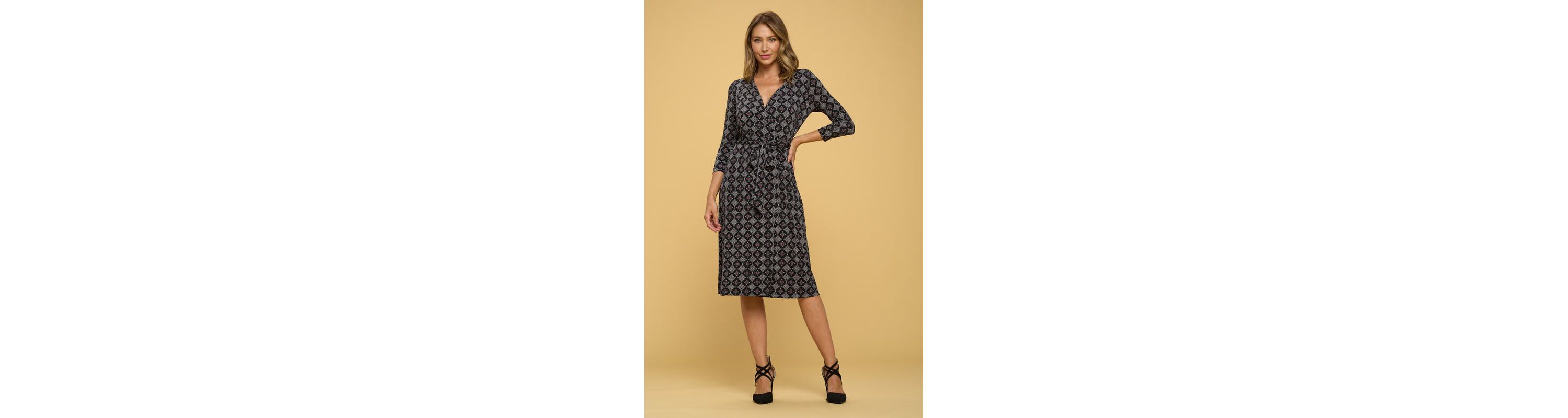 GEO PRINT WRAP DRESS