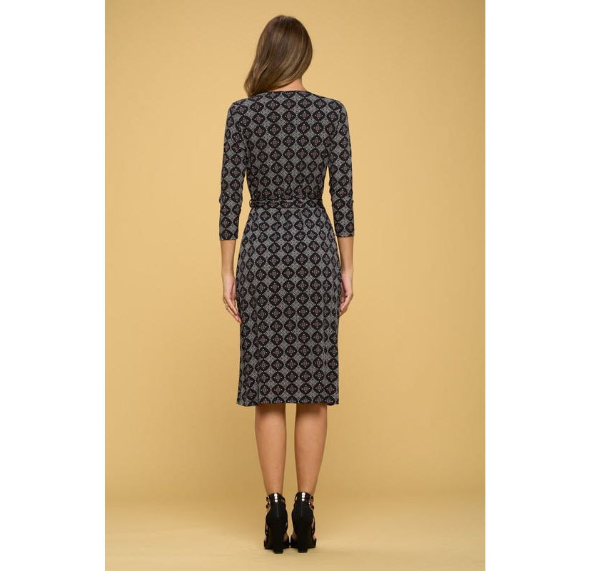 GEO PRINT WRAP DRESS