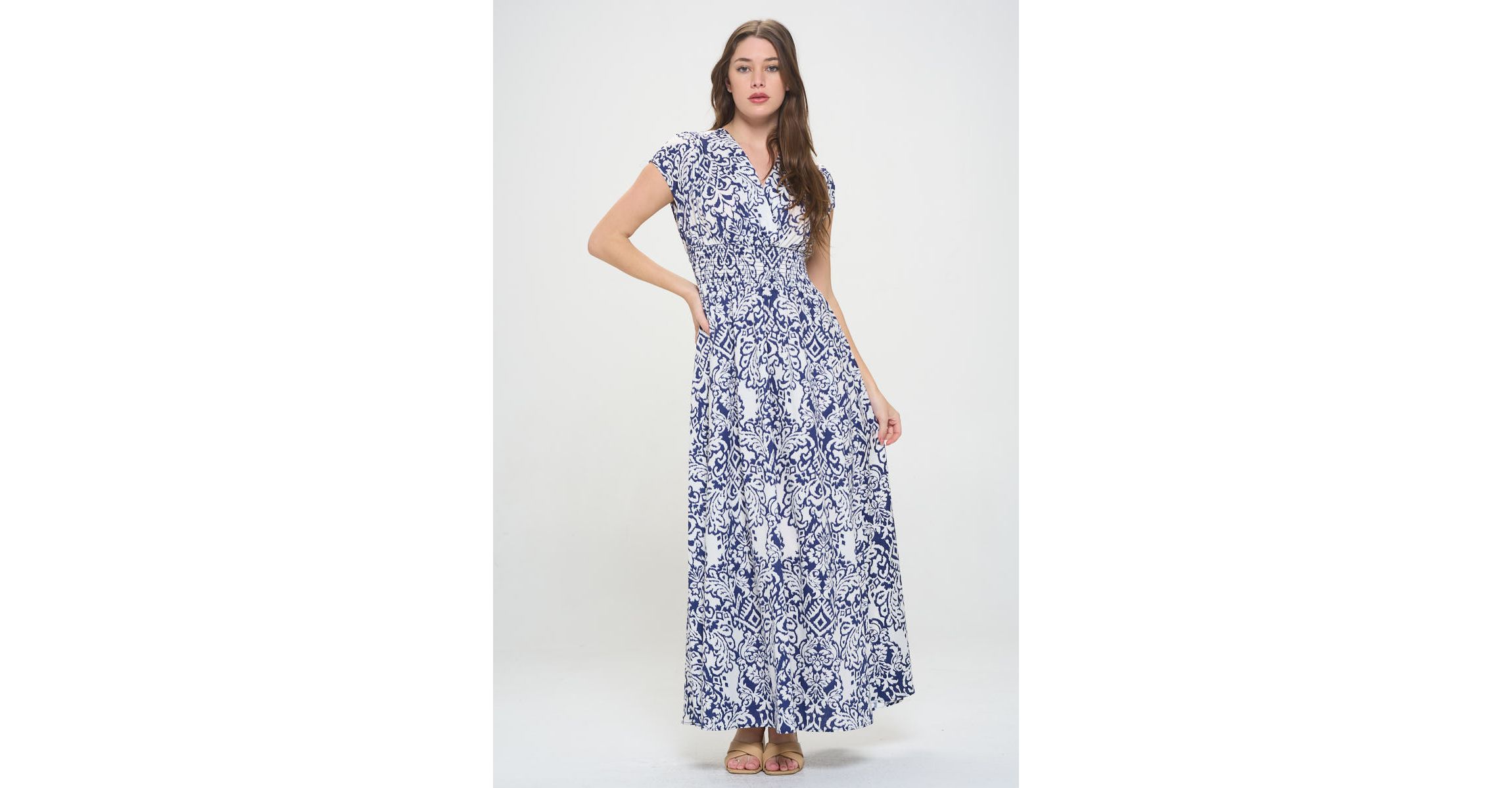 SMOCKED WAIST MAXI DRESS
