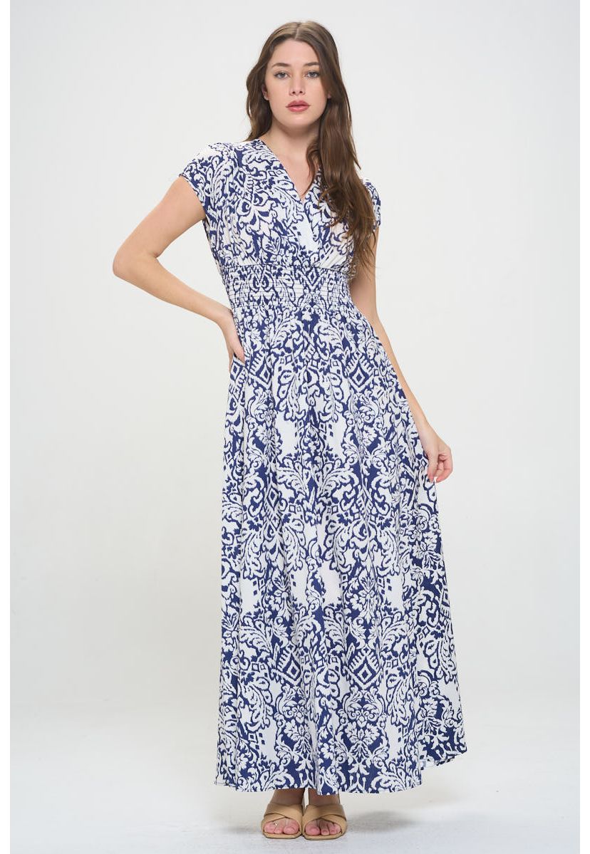SMOCKED WAIST MAXI DRESS