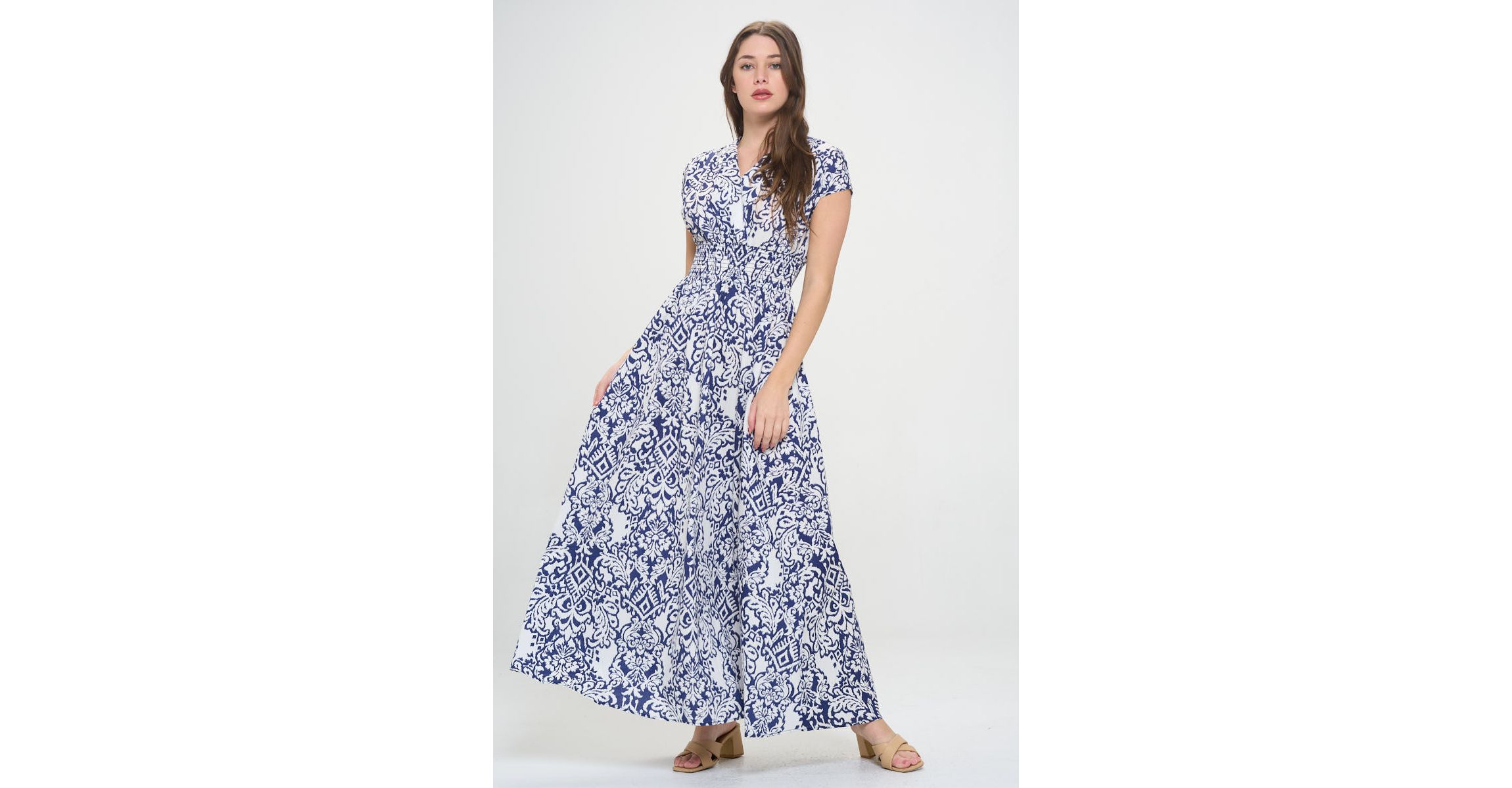 SMOCKED WAIST MAXI DRESS