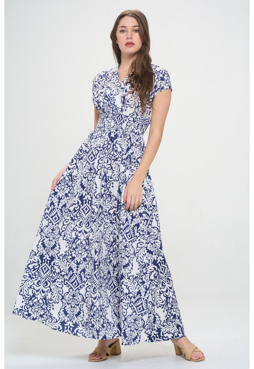 SMOCKED WAIST MAXI DRESS
