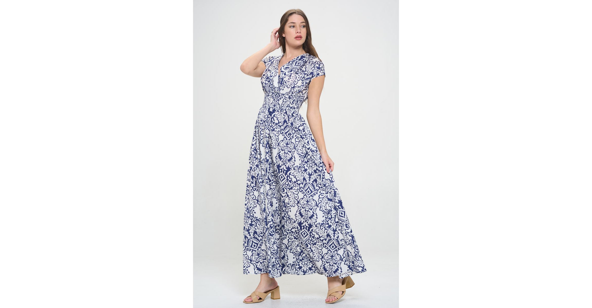 SMOCKED WAIST MAXI DRESS