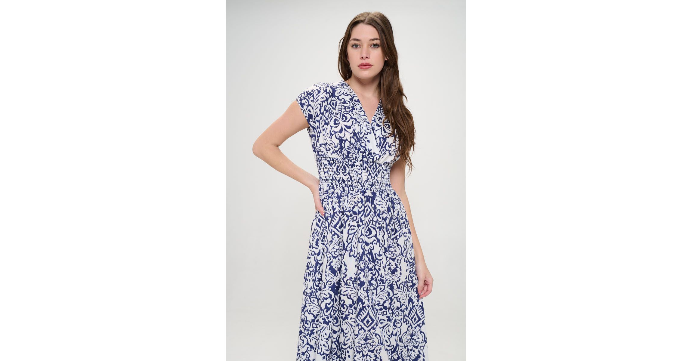 SMOCKED WAIST MAXI DRESS