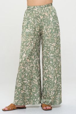 FLORAL SATIN WIDE LEG PANTS