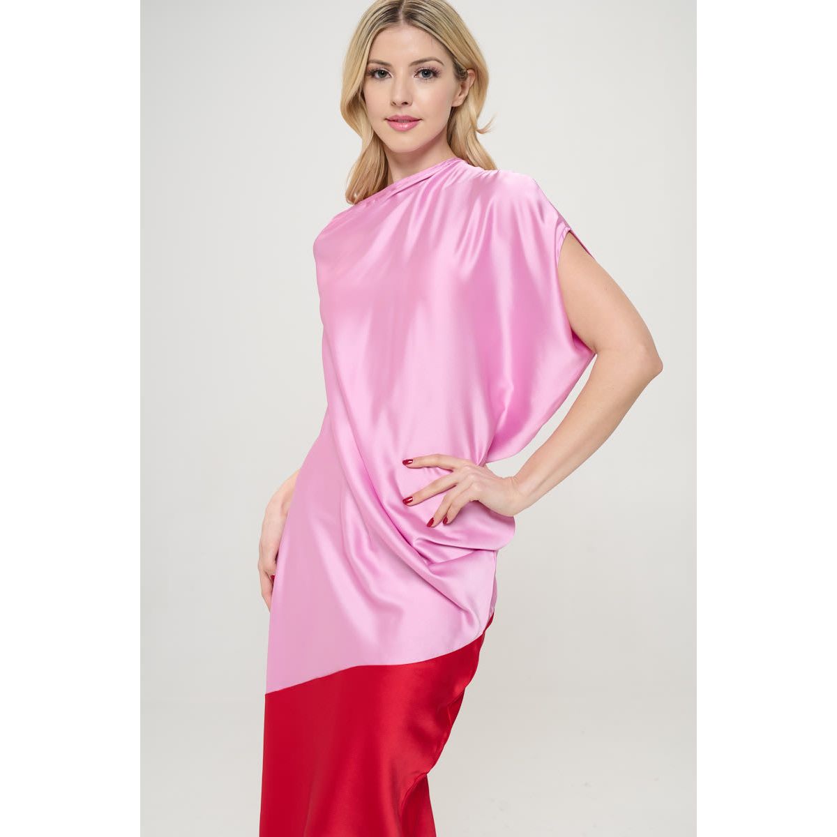 ASYMMETRIC COLOR BLOCK DRESS