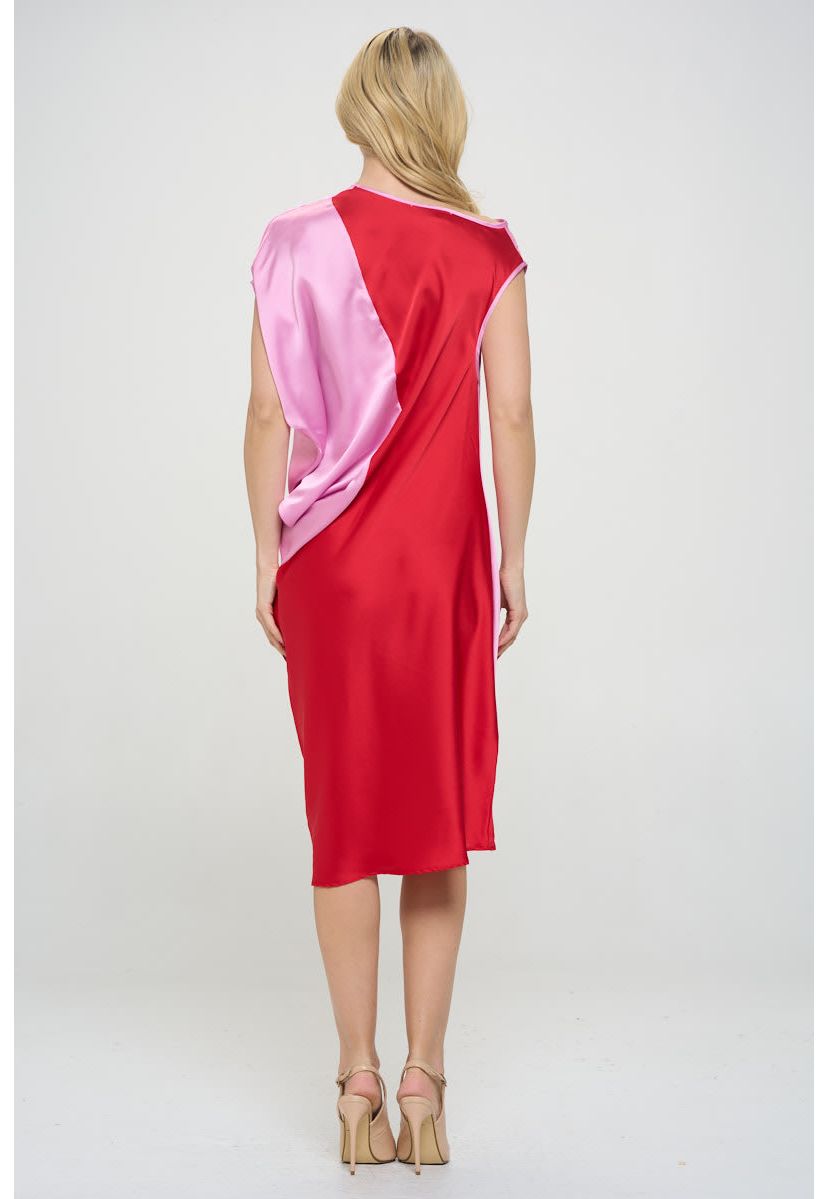 ASYMMETRIC COLOR BLOCK DRESS
