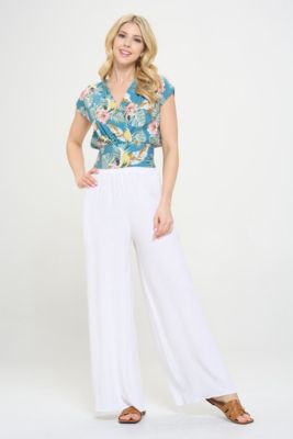 TROPICAL SMOCKED WAIST TOP