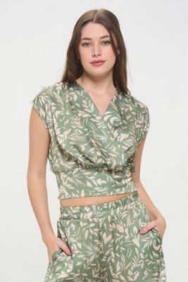 FLORAL SATIN SLEEVELESS BLOUSE