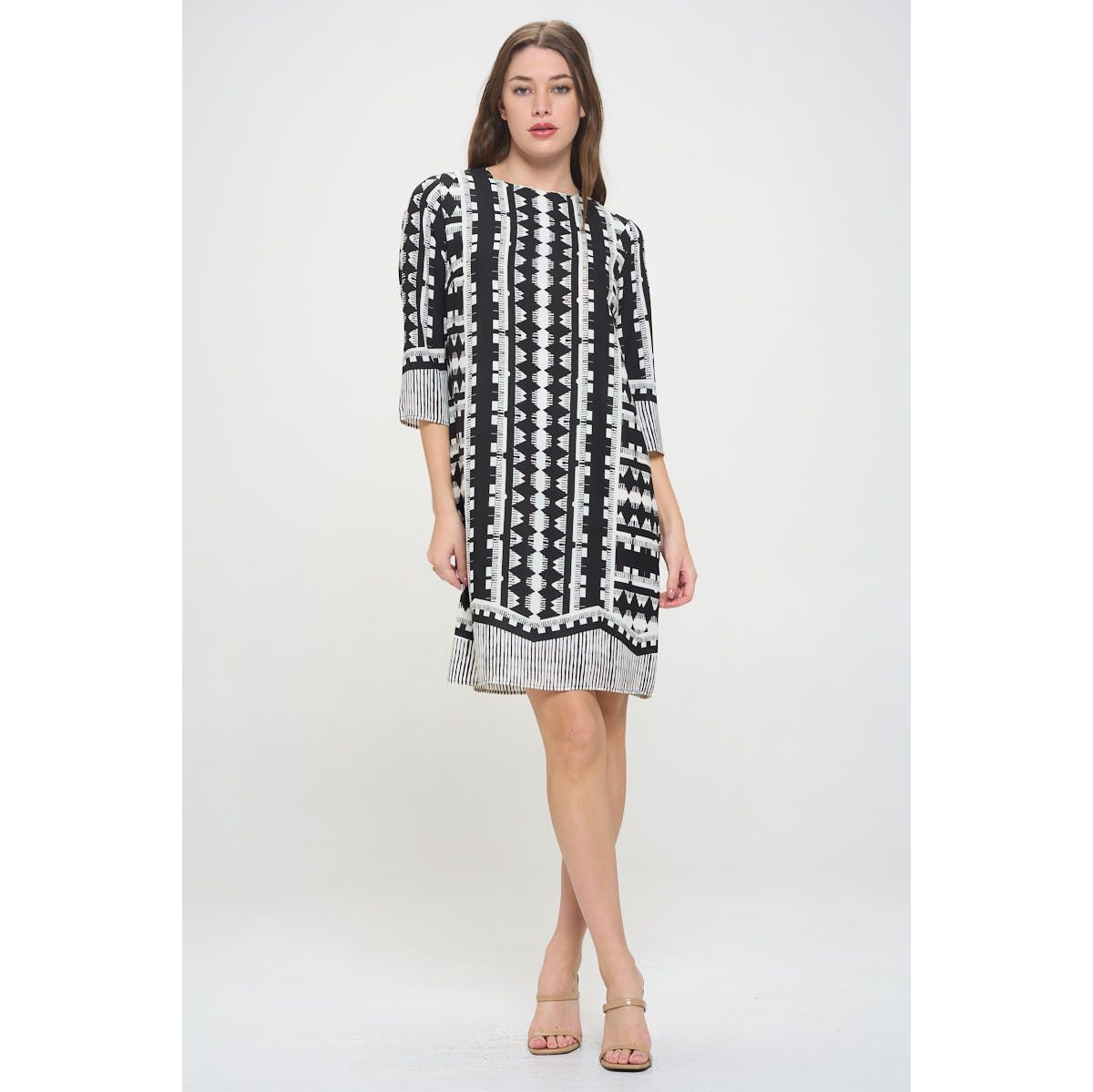SHIFT DRESS WITH 3/4 SLEEVES