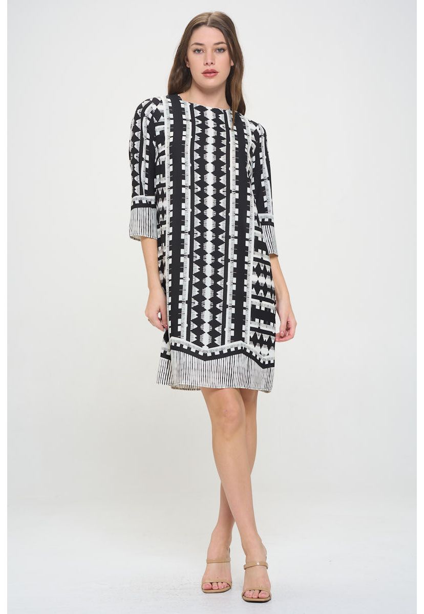 SHIFT DRESS WITH 3/4 SLEEVES