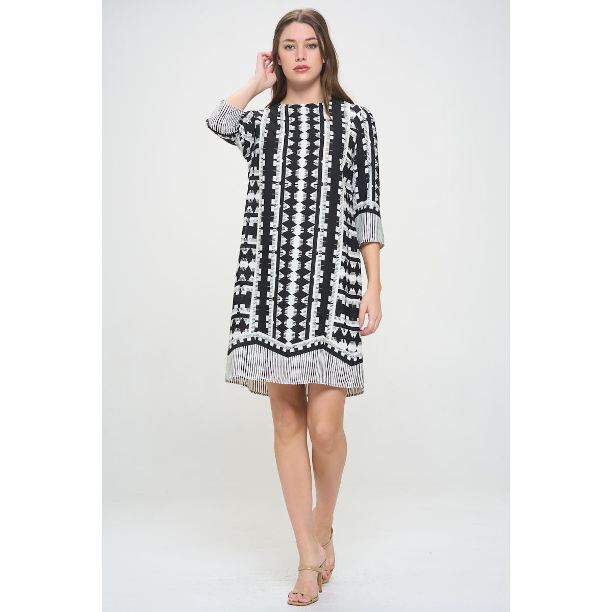 SHIFT DRESS WITH 3/4 SLEEVES