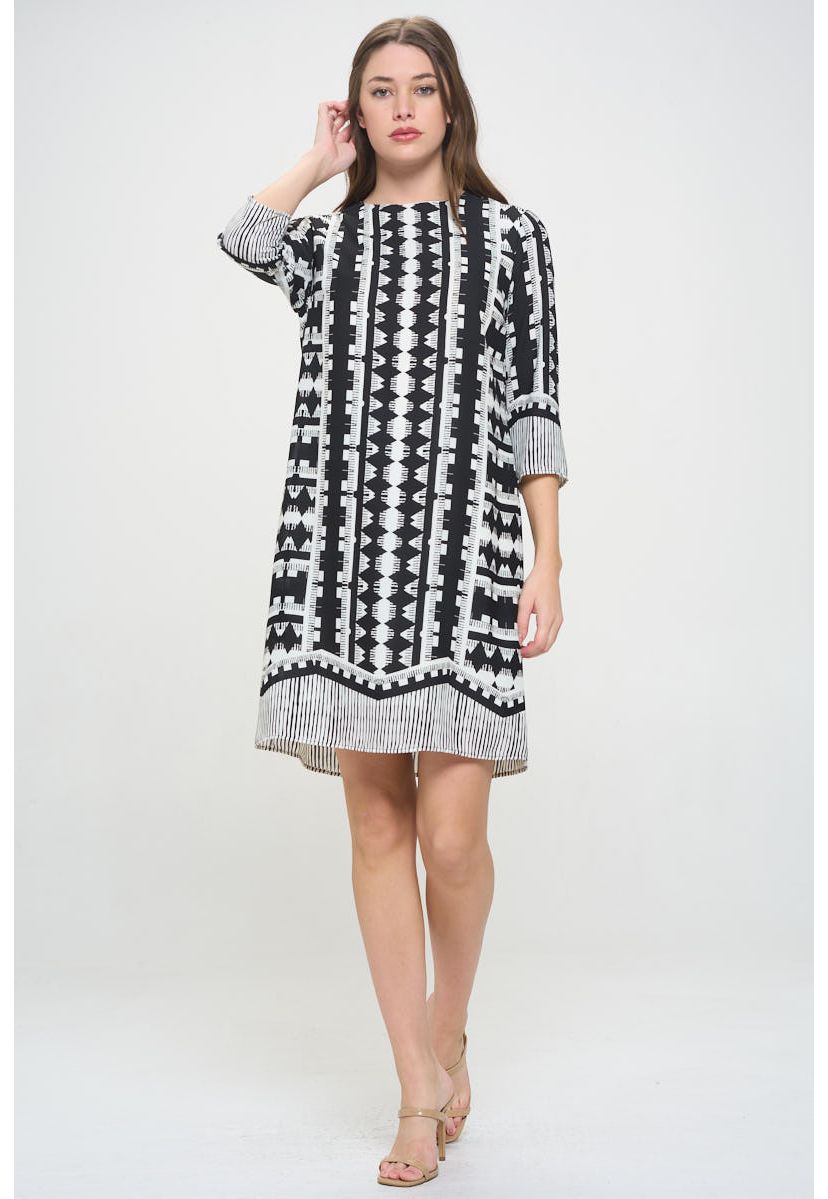 SHIFT DRESS WITH 3/4 SLEEVES