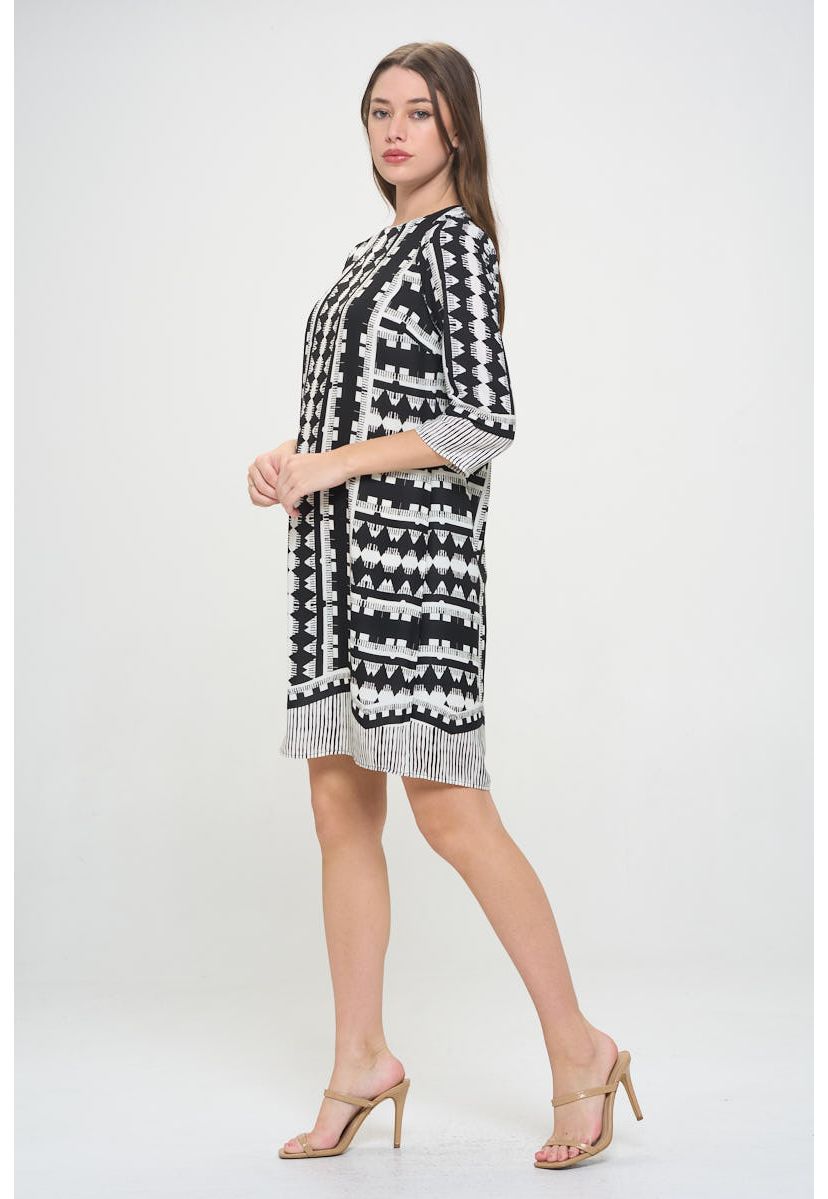SHIFT DRESS WITH 3/4 SLEEVES
