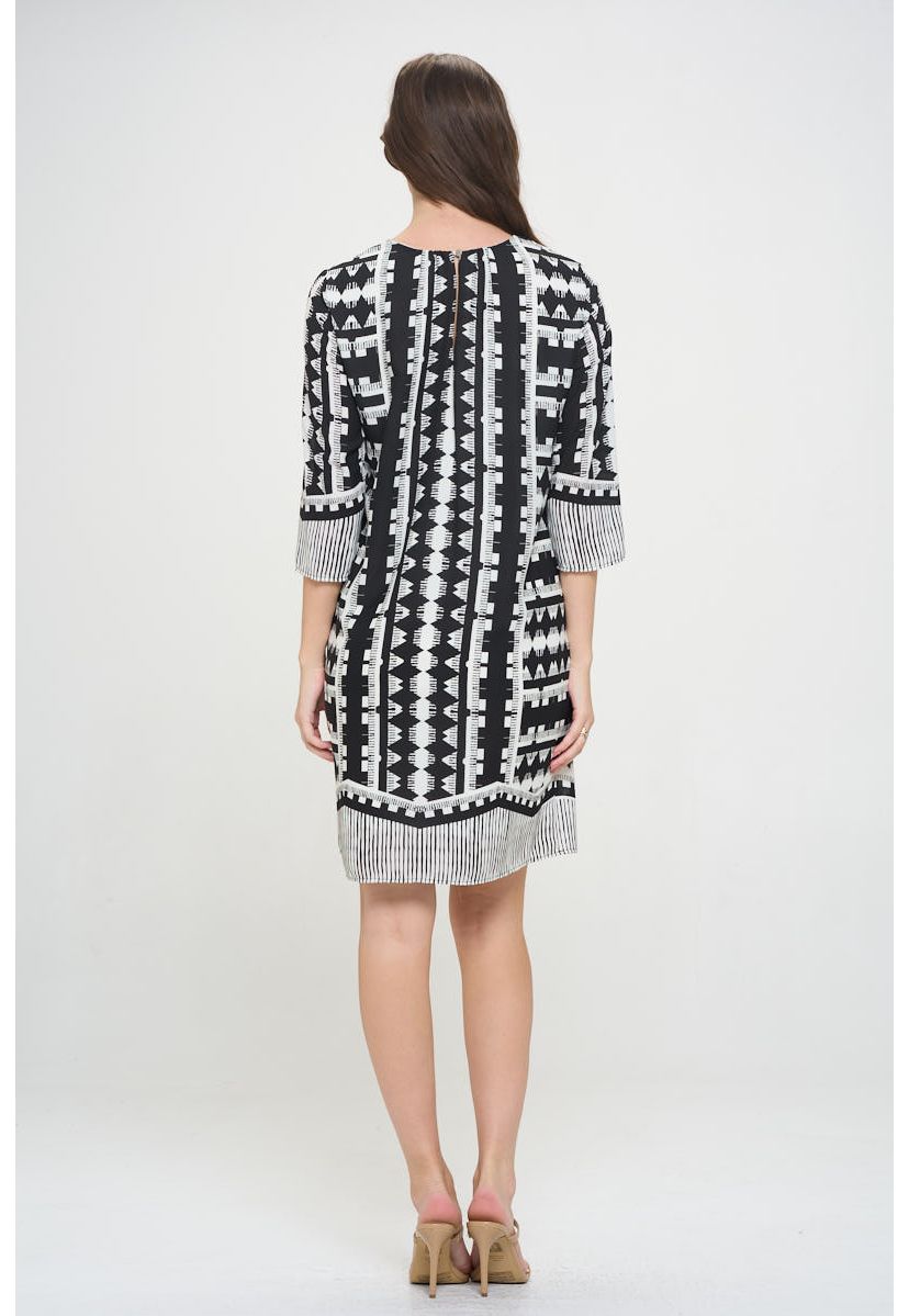 SHIFT DRESS WITH 3/4 SLEEVES