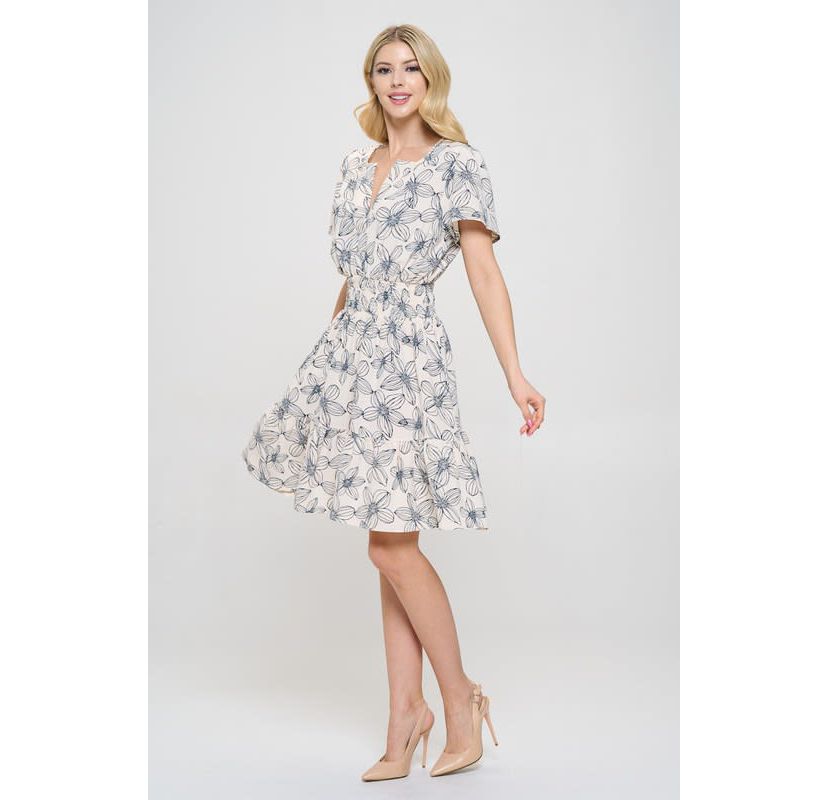 FLORAL SMOCKED WAIST DRESS