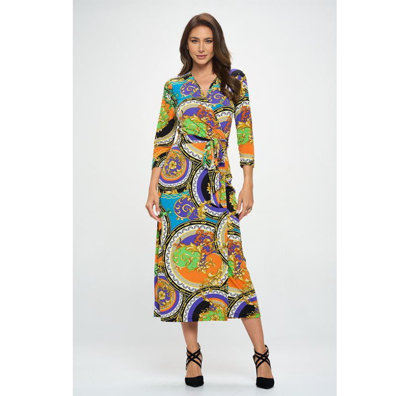 JERSEY WRAP MIDI DRESS