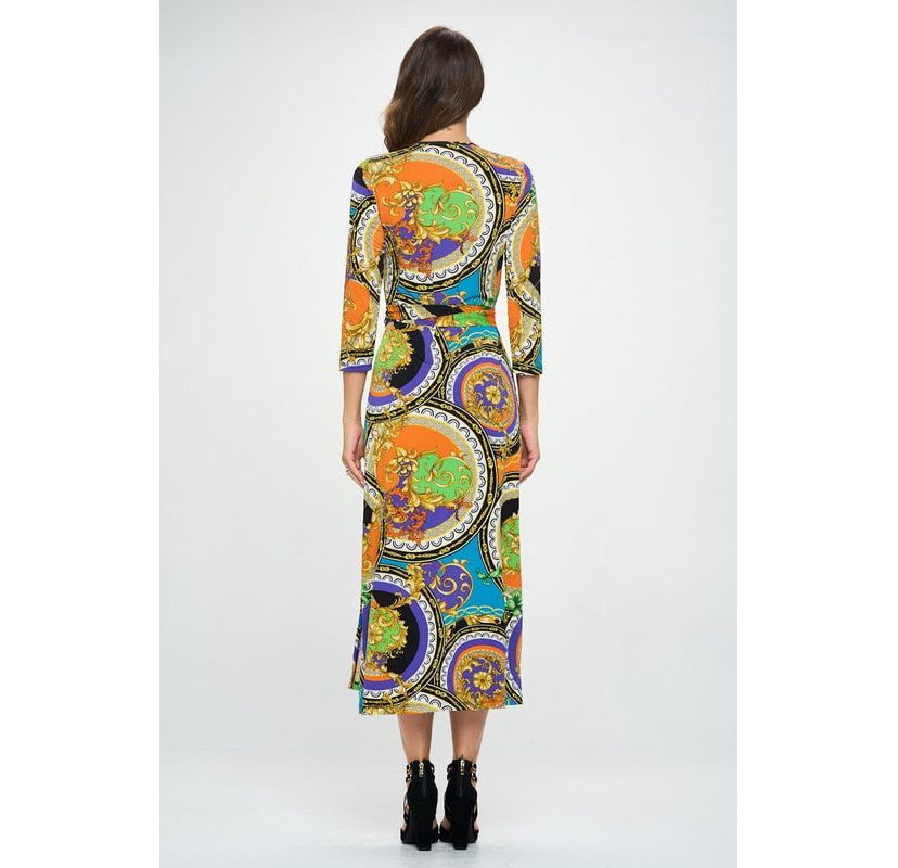 JERSEY WRAP MIDI DRESS