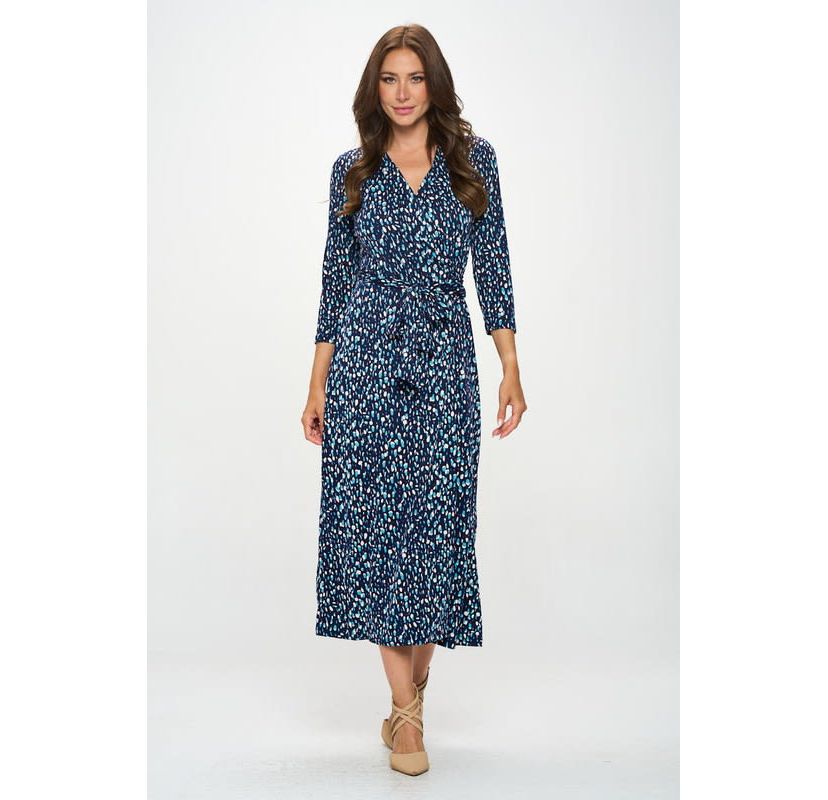 ABSTRACT DOT PRINT WRAP DRESS