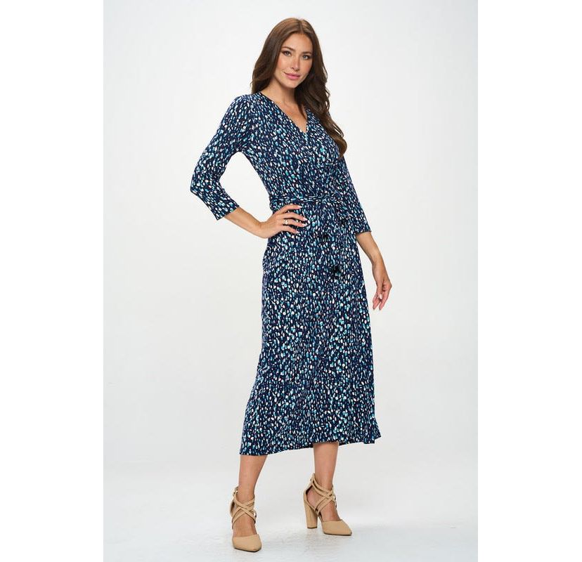ABSTRACT DOT PRINT WRAP DRESS