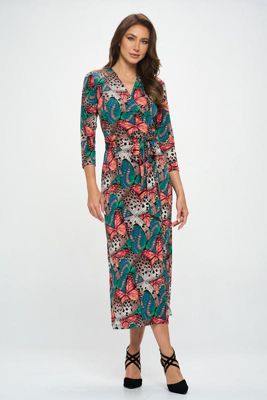 JERSEY WRAP MIDI DRESS