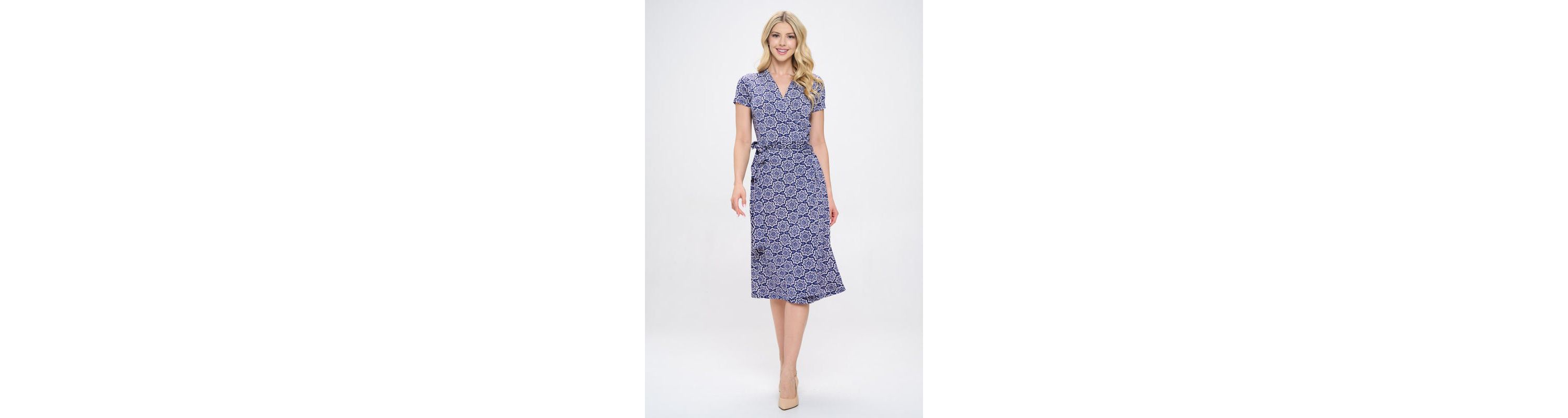 SHORT SLEEVE WRAP DRESS