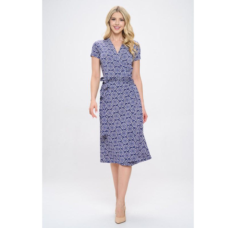 SHORT SLEEVE WRAP DRESS