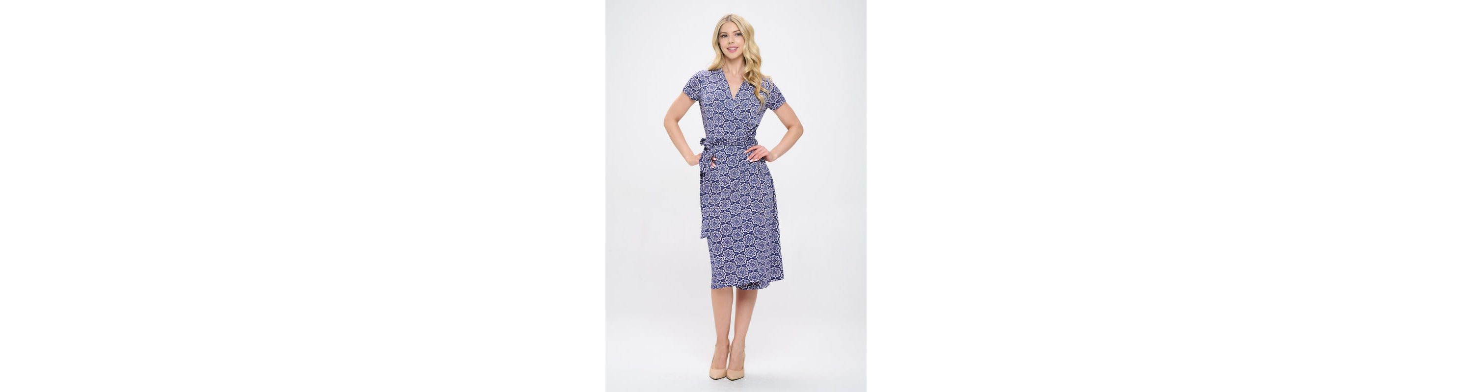 SHORT SLEEVE WRAP DRESS