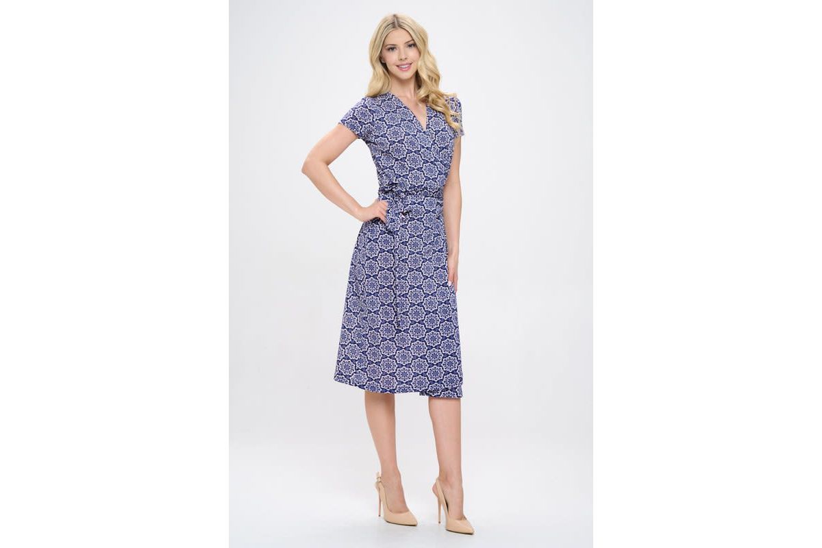 SHORT SLEEVE WRAP DRESS