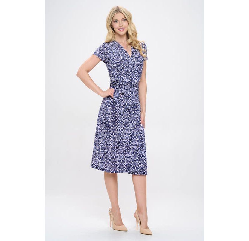 SHORT SLEEVE WRAP DRESS
