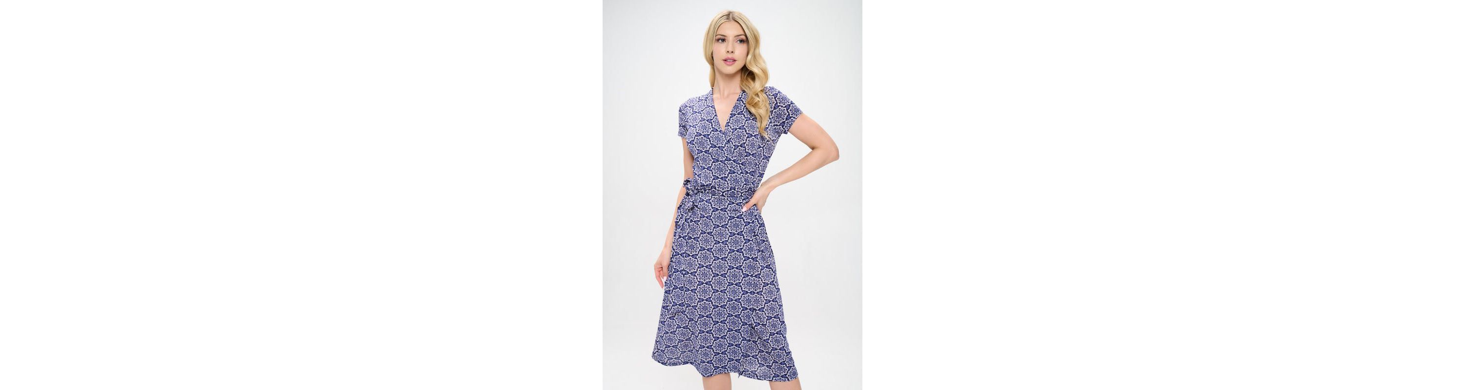 SHORT SLEEVE WRAP DRESS