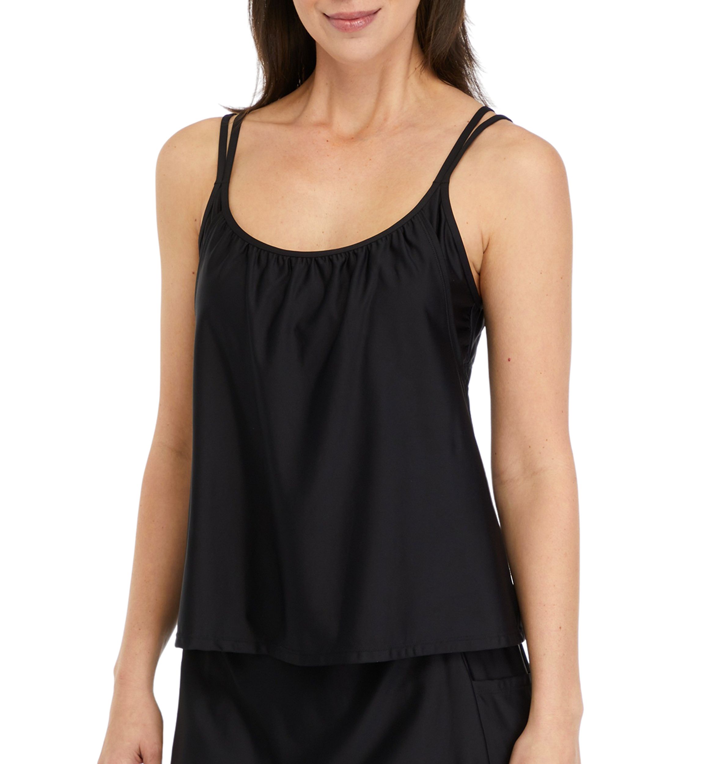 Poolside Solid South Coast Double Up Tankini Swim Top