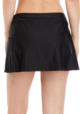 Solid Hula Patch Pocket Swim Skirt