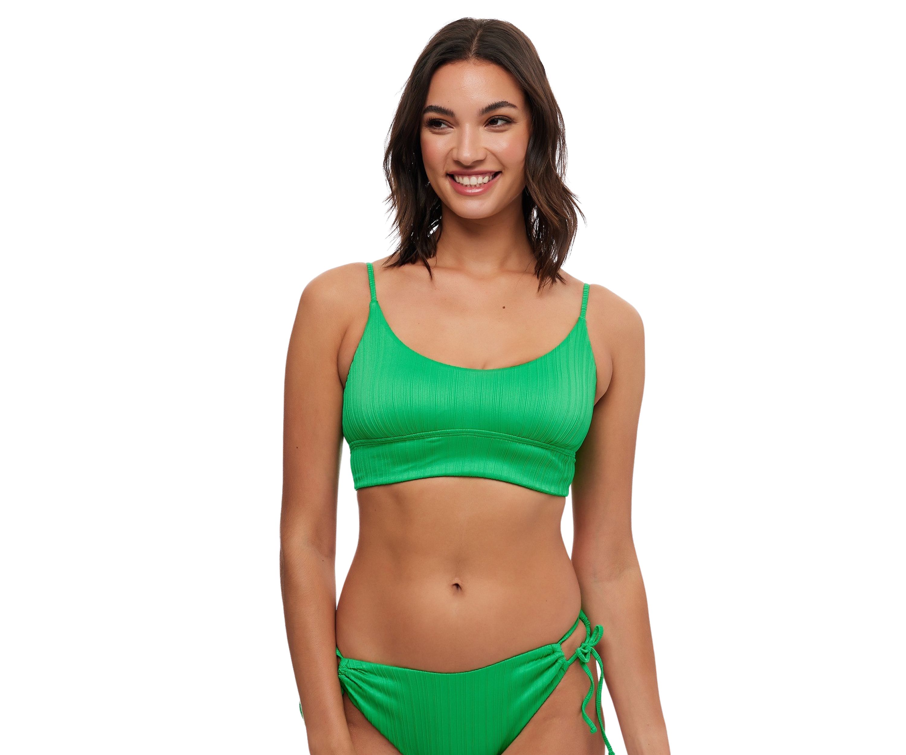 Variegated Rib Longline Bralette Swim Top