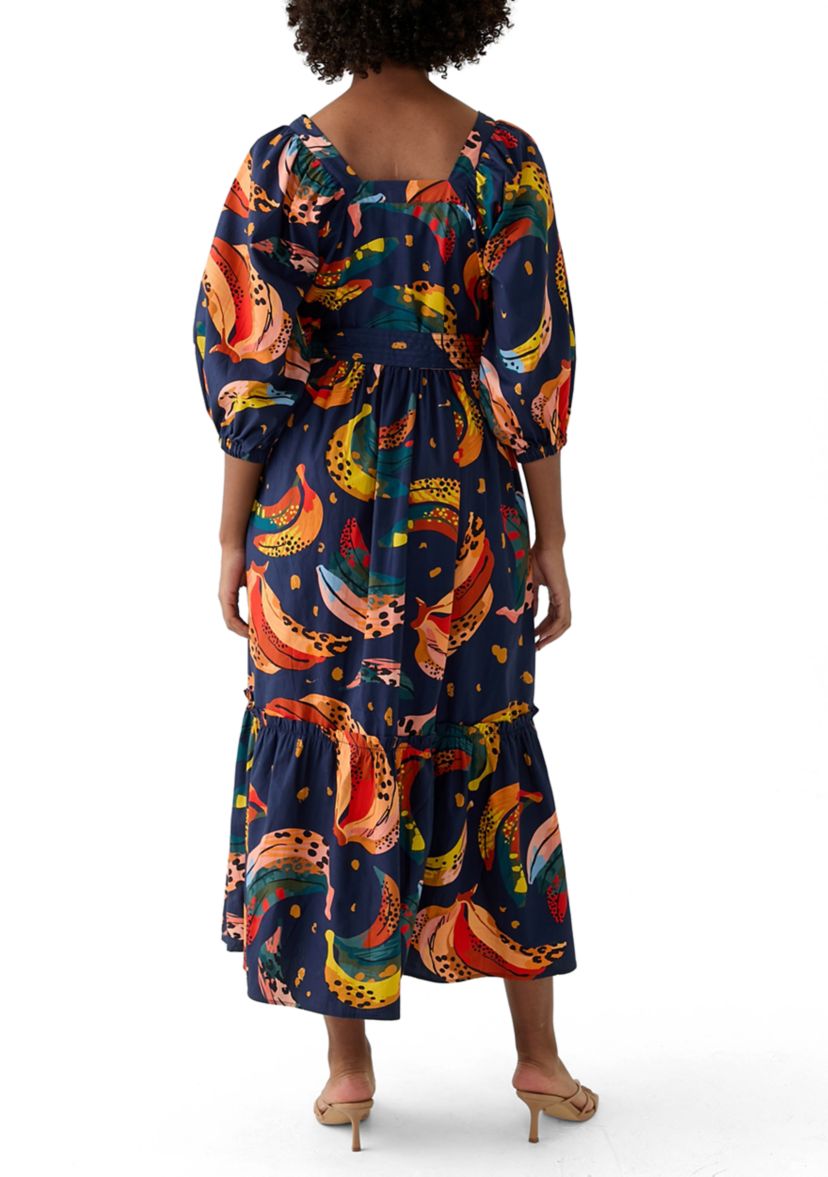 Womens Rhea Printed Tie Waist Dress