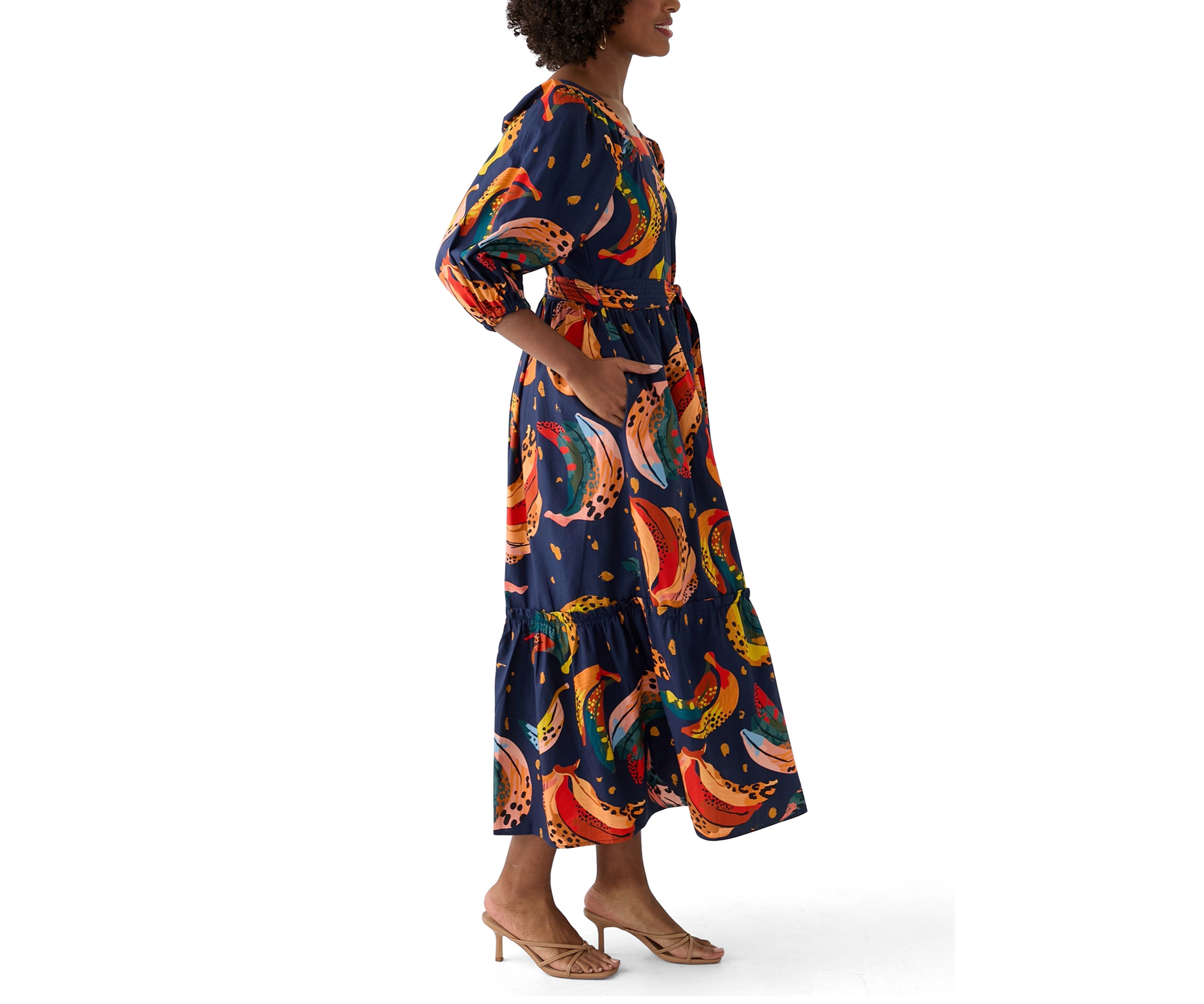Womens Rhea Printed Tie Waist Dress