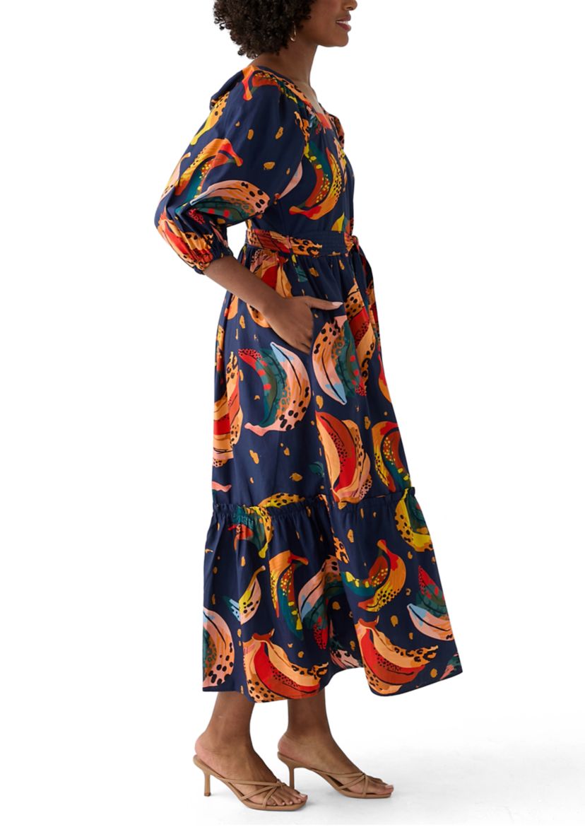 Womens Rhea Printed Tie Waist Dress