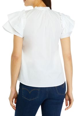 Women's Dani Woven Ruffle Sleeve Top