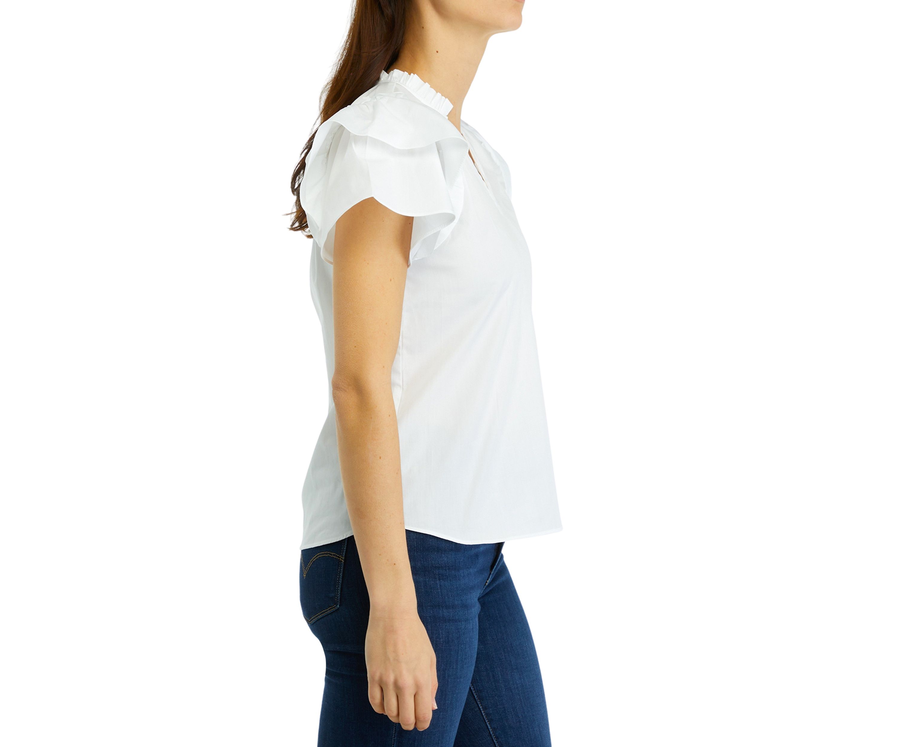 Womens Dani Woven Ruffle Sleeve Top