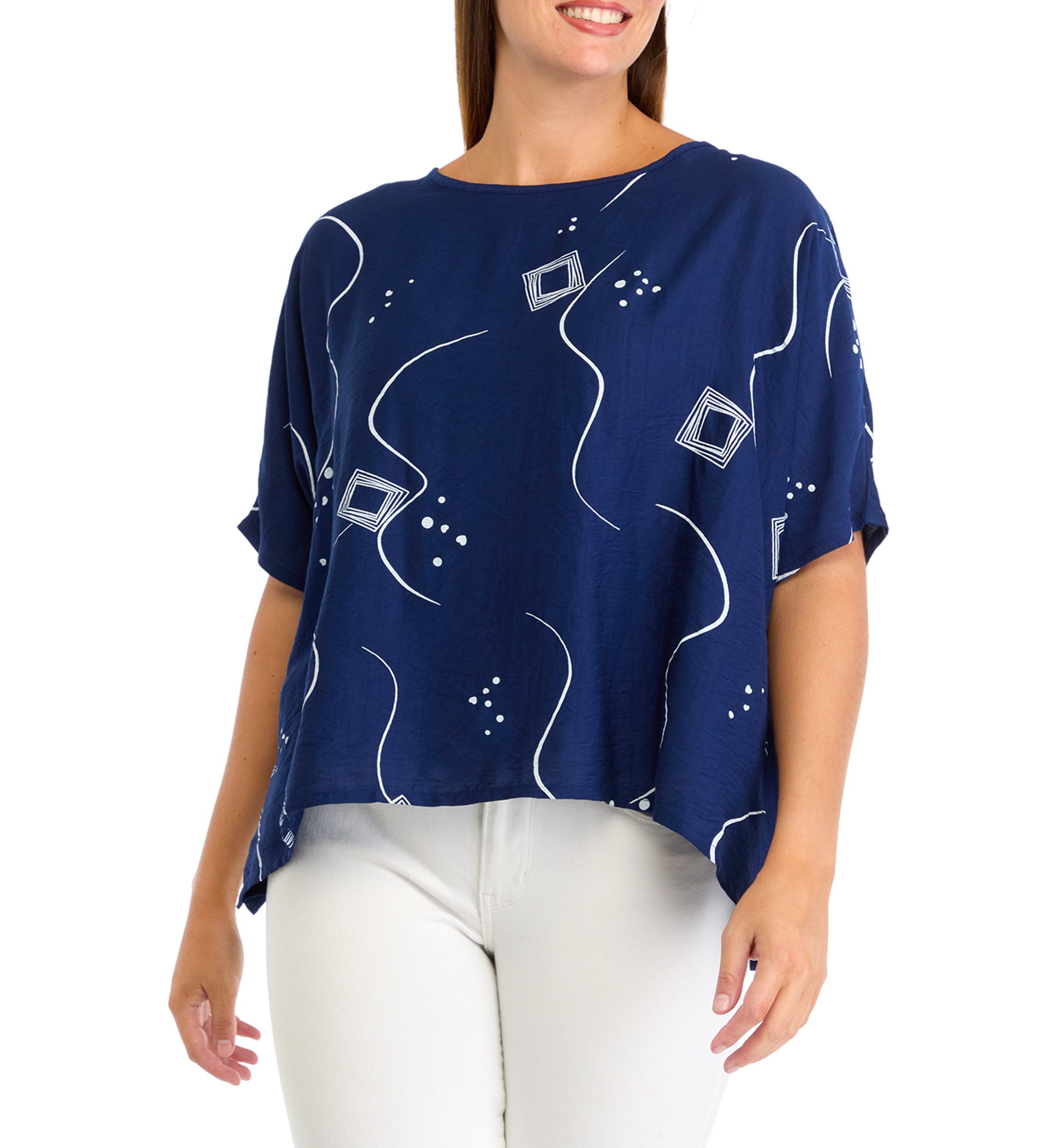 Womens Dolman Sleeve Printed Blouse